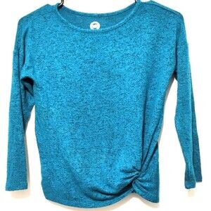 Girls small Blue Long Sleeve Shirt Cotton Blend Kids Casual Top wonder naition